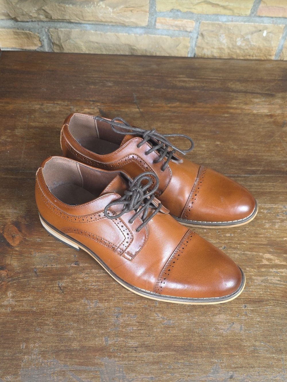 Stacy Adams Men's Cognac Brown Cap-Toe Oxford Dress Shoes 4M